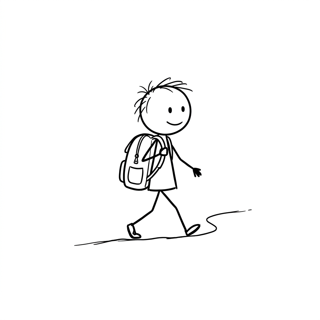Doodle of a kid with a backpack