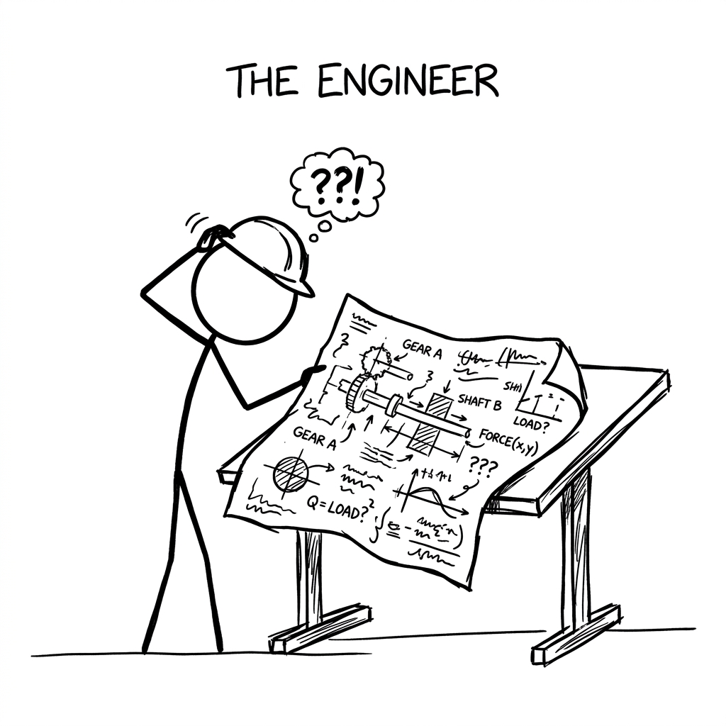 Doodle of confused engineer